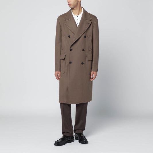 Tagliatore Taupe double-breasted wool-blend coat