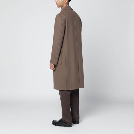 Tagliatore Taupe double-breasted wool-blend coat