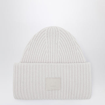 Acne Studios Light grey large face logo beanie - Yak