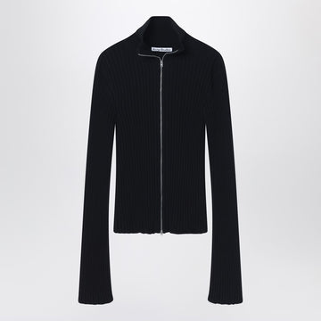 Acne Studios Black ribbed zip cardigan