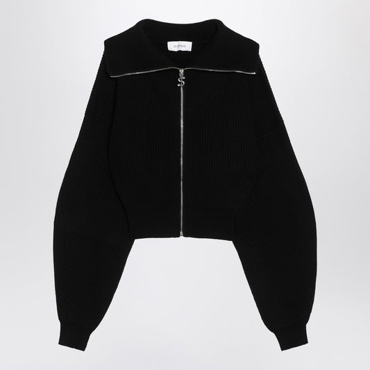 Sportmax Black zip-up cardigan in wool and cashmere