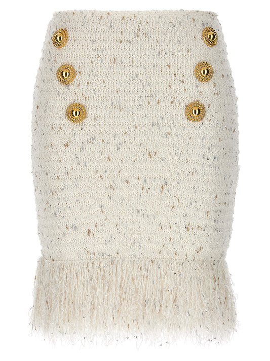 Balmain Fringed Tweed Skirt