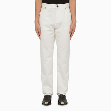 Balmain Regular white cotton trousers