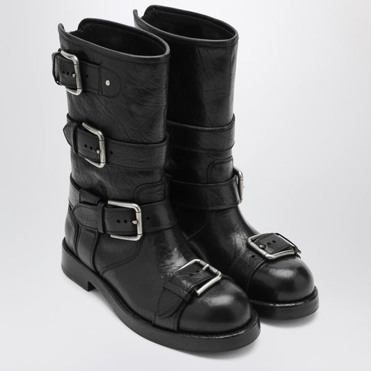 Dolce & Gabbana Dolce&Gabbana Black leather boots with straps