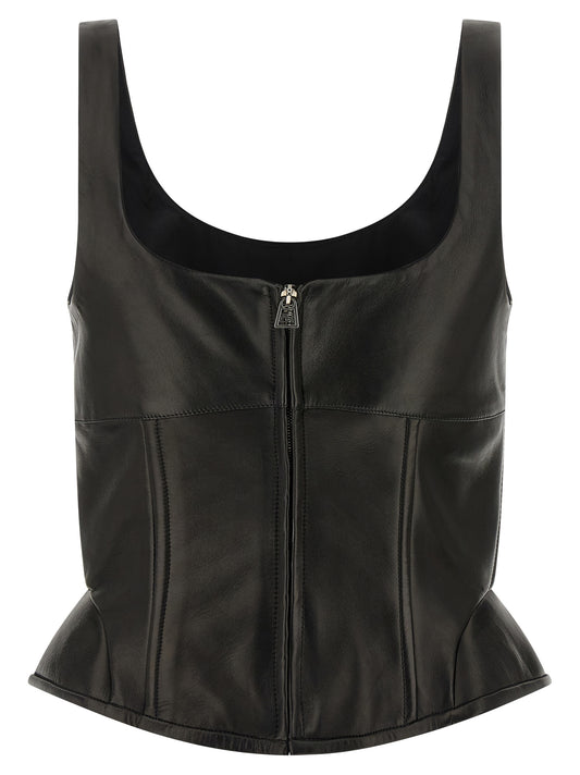 Ermanno Scervino Peplos Leather Top