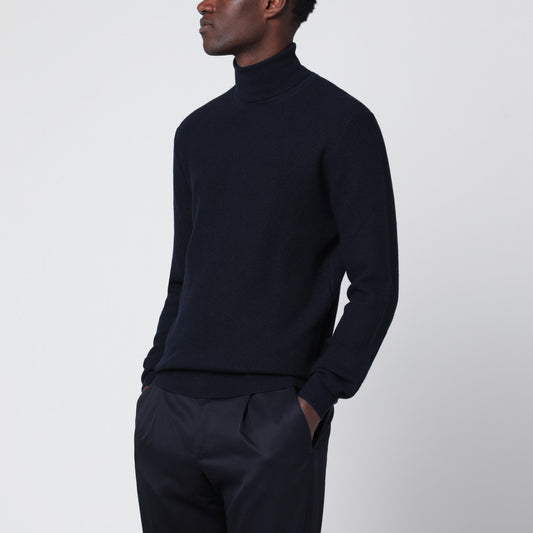 Tagliatore Blue wool turtleneck sweater