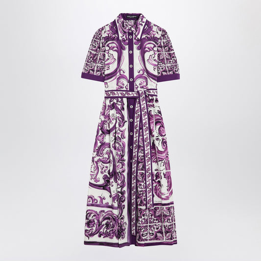 Dolce & Gabbana Dolce&Gabbana Poplin shirt dress with Maiolica print