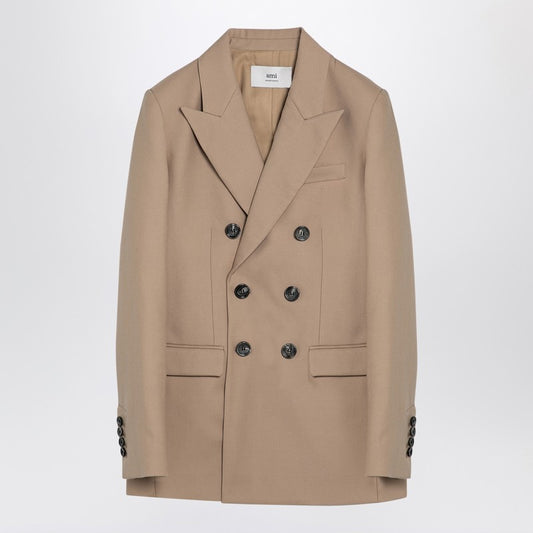 Ami Paris Sand-coloured double-breasted jacket in wool