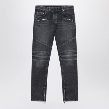 Balmain Grey washed slim biker jeans