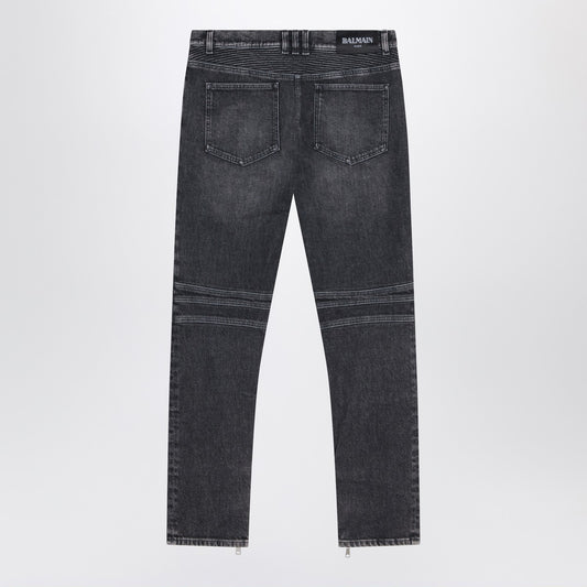 Balmain Grey washed slim biker jeans