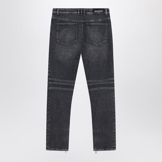 Balmain Grey washed slim biker jeans