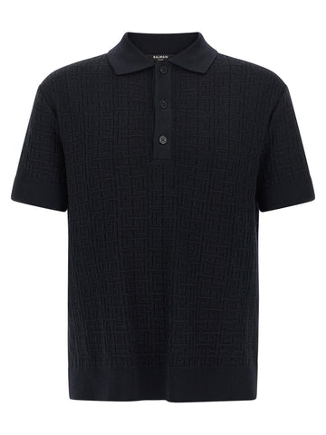 Balmain Monogram Knit Polo Shirt