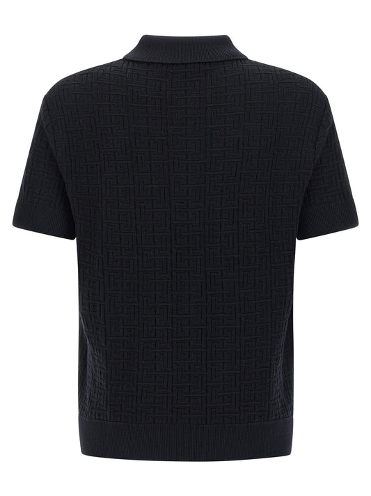 Balmain Monogram Knit Polo Shirt