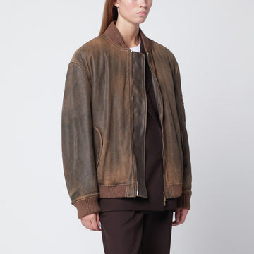Golden Goose Vintage-effect brown bomber