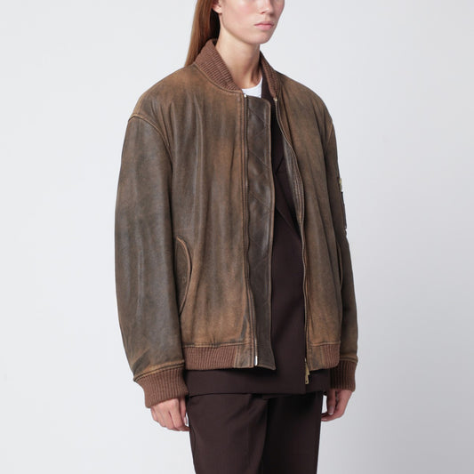 Golden Goose Vintage-effect brown bomber