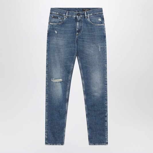 Dolce & Gabbana Dolce&Gabbana Faded-effect slim blue jeans