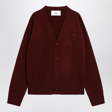 Ami Paris Cardigan Ami de Coeur cherry color in wool and cashmere