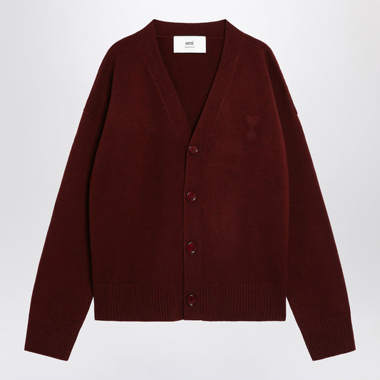 Ami Paris Cardigan Ami de Coeur cherry color in wool and cashmere