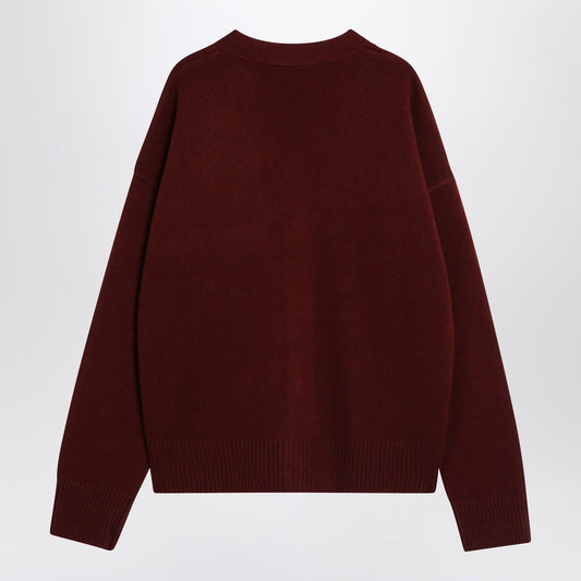 Ami Paris Cardigan Ami de Coeur cherry color in wool and cashmere