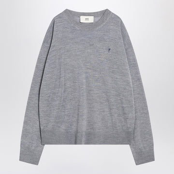 Ami Paris Gray Ami De Coeur sweater in wool and silk