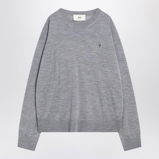 Ami Paris Gray Ami De Coeur sweater in wool and silk