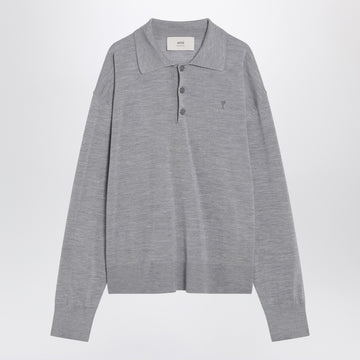 Ami Paris Grey wool and silk polo Ami De Coeur