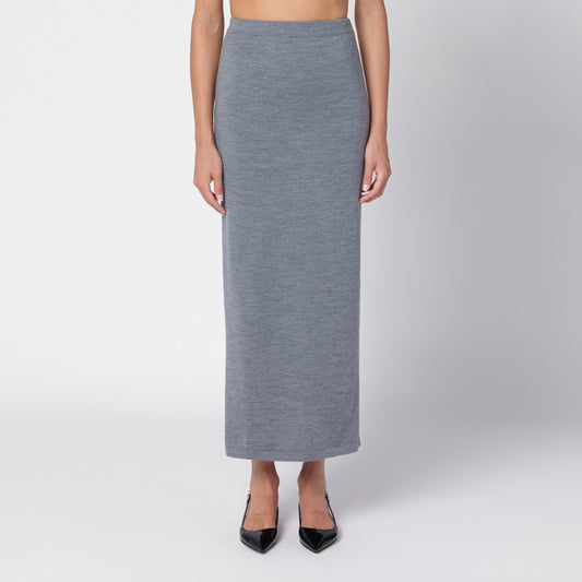 Moschino Beige/grey wool long skirt
