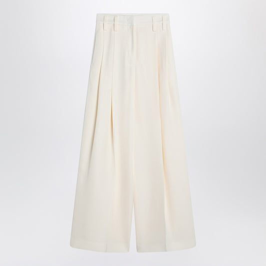 Jil Sander Wide cream trousers in silk blend