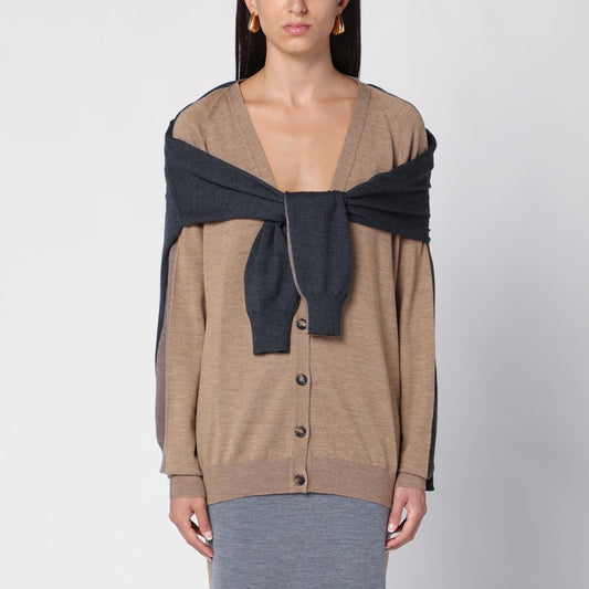 Moschino Beige/grey deconstructed cardigan