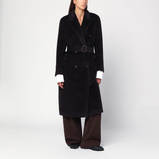 Tagliatore Brown alpaca-blend belted coat