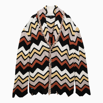 Alanui Cardigan in crochet zig zag multicolore