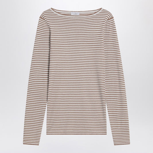 Brunello Cucinelli Sparkling striped sweater in cashmere and silk