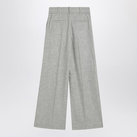 Brunello Cucinelli Wide grey trousers in wool and cashmere