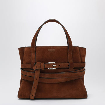 Moschino Medium Handbag in Brown Suede