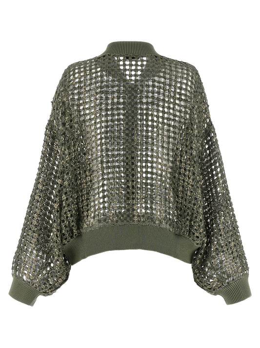 Brunello Cucinelli Dazzling Net Embroidery Cardigan