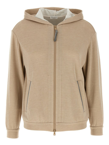 Brunello Cucinelli Precious Zipper Pull Hoodie