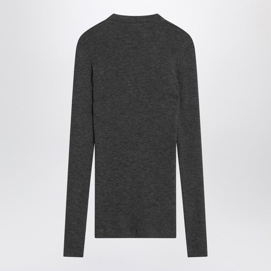 Brunello Cucinelli Dark grey ribbed wool sweater
