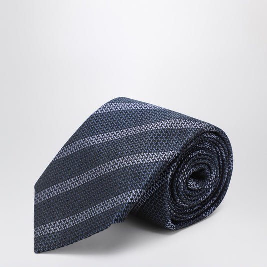 Brunello Cucinelli Sapphire blue striped silk tie