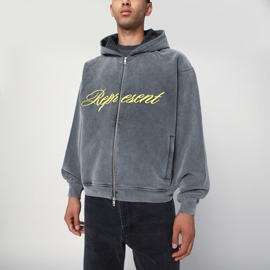 Represent Washed grey zip-up sweatshirt