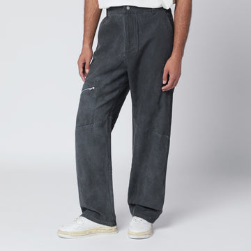 Represent Washed-effect black cotton trousers