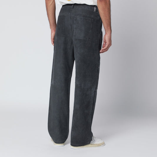 Represent Washed-effect black cotton trousers