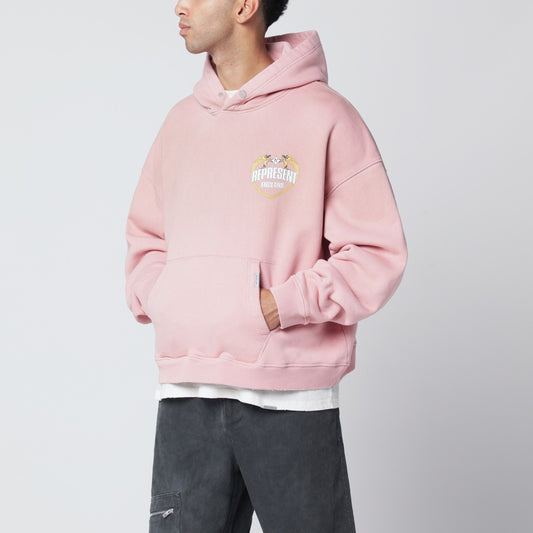 Represent Washed-effect pink hoodie