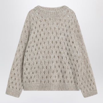 Brunello Cucinelli Beige openwork mohair-blend sweater
