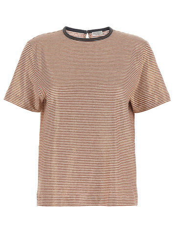 Brunello Cucinelli Shiny Collar Detail T-shirt