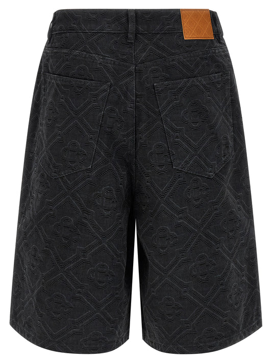 Casablanca Laser Monogram Denim Bermuda Shorts