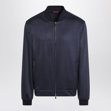 Brunello Cucinelli Navy blue cardigan in lightweight cashmere flannel