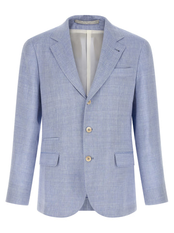 Brunello Cucinelli Linen And Wool Chevron Blazer