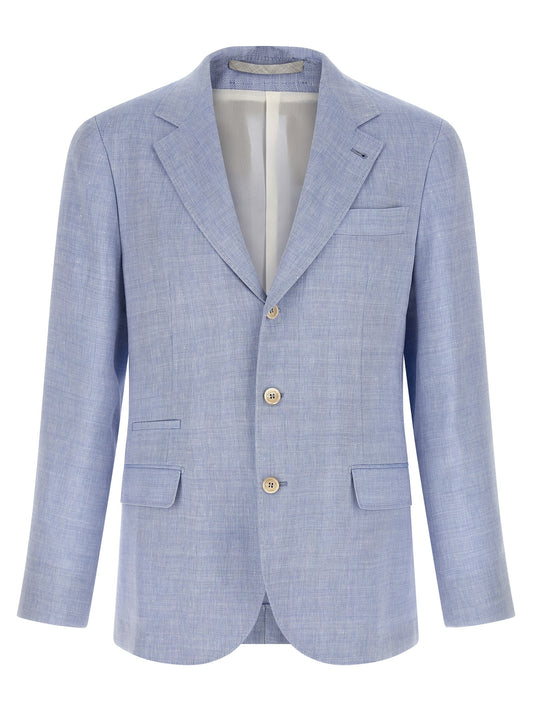 Brunello Cucinelli Linen And Wool Chevron Blazer