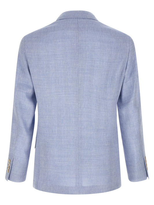 Brunello Cucinelli Linen And Wool Chevron Blazer