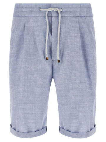 Brunello Cucinelli Linen And Wool Chevron Bermuda Shorts